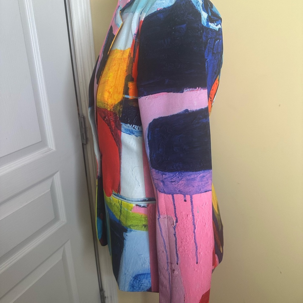 Colorblock Abstract Print Blazer - Multicolor - Picture 4 of 10